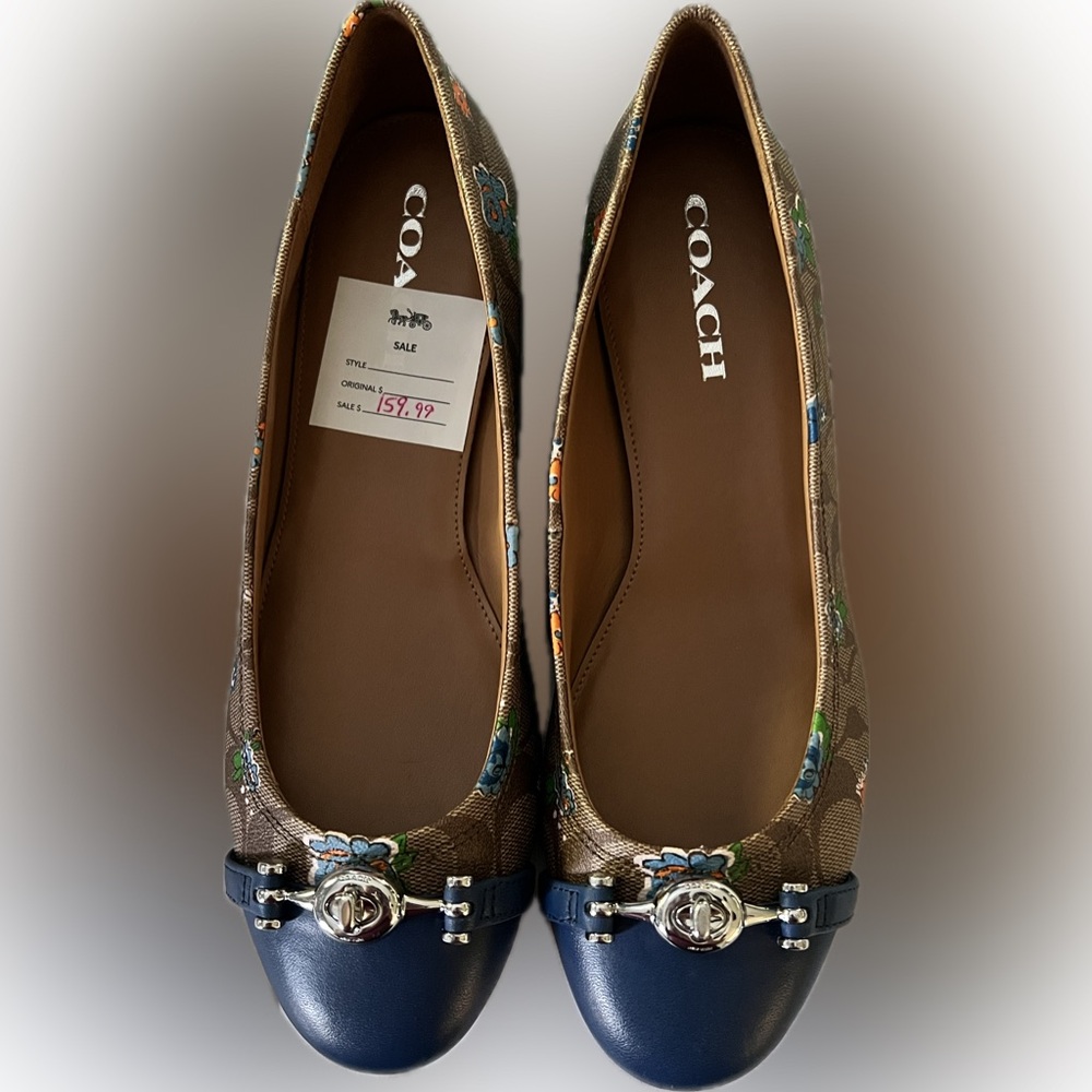 Coach Women's Floral Flats - Blue and Brown